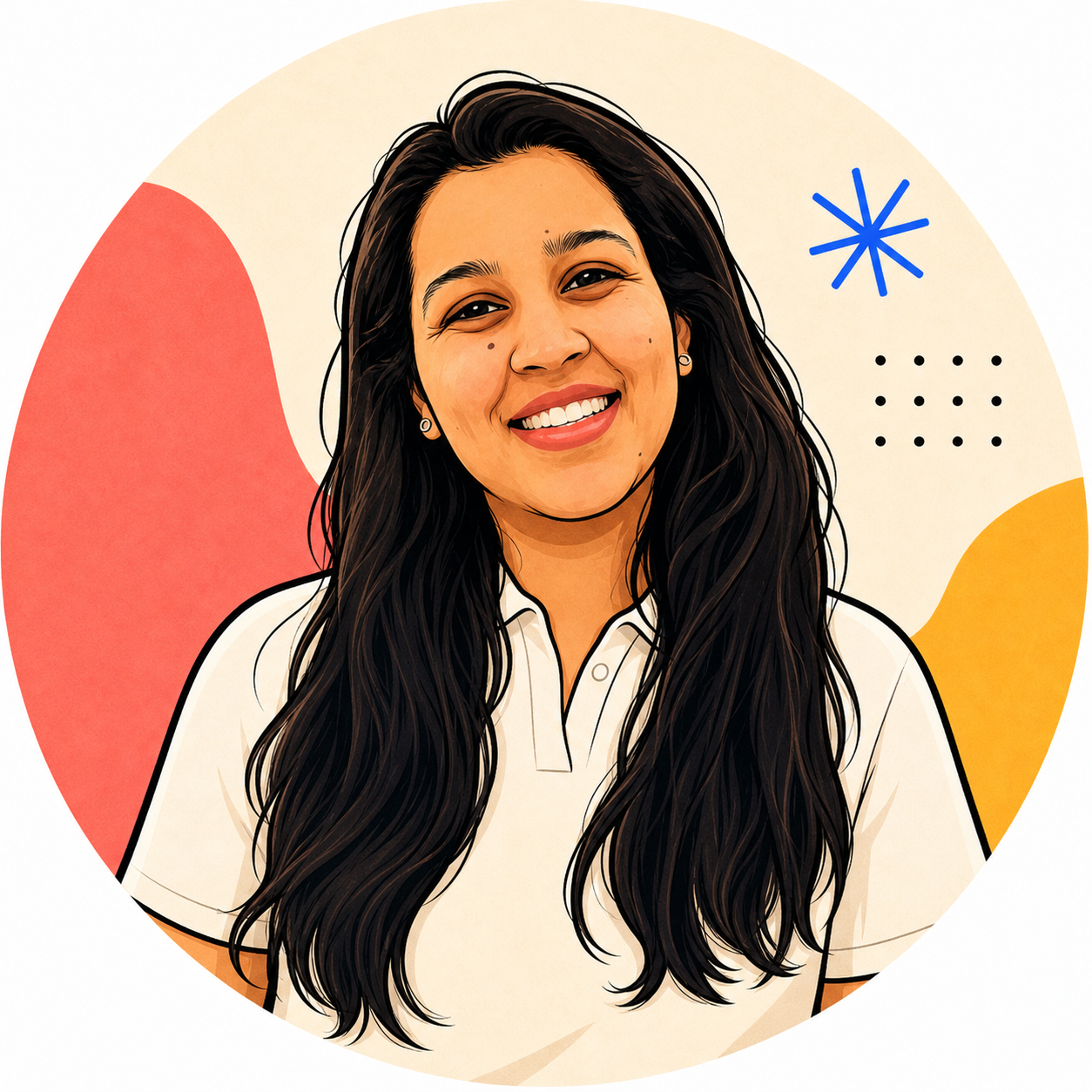 Cartoon avatar portrait of Moli Bagmar